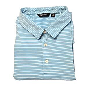 Walter Hagen Golf Polo Shirt Men’s L Turquoise White Stripe - Wicking & Stretch